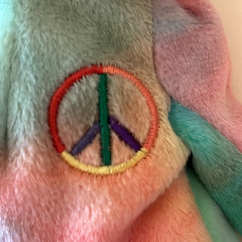 TY Multicolor Peace Bear 1996 Plush Toy - Picture 2 of 9